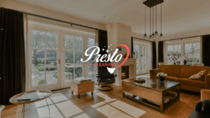 sparkling clean living room after professional residential cleaning