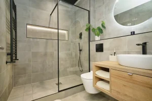 Luxury bathroom with glass shower