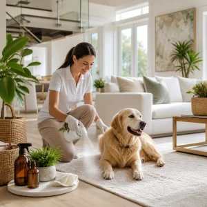 Women Cleaning Pet Hair and Odors